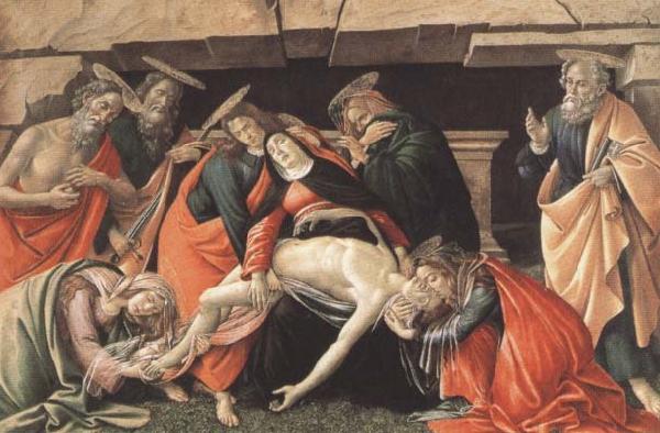 Sandro Botticelli Lament for Christ Dead,with St Jerome,St Paul and St Peter oil painting image